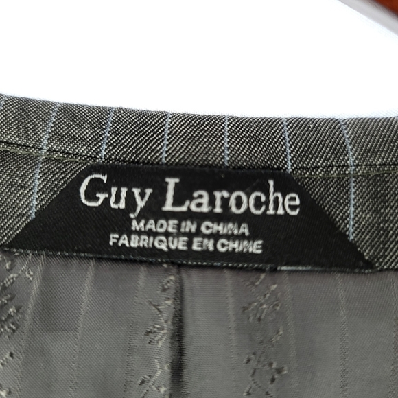 Guy Laroche Paris Two Piece Suit Chalk Stripe Wool Blend - Picture 9 of 12